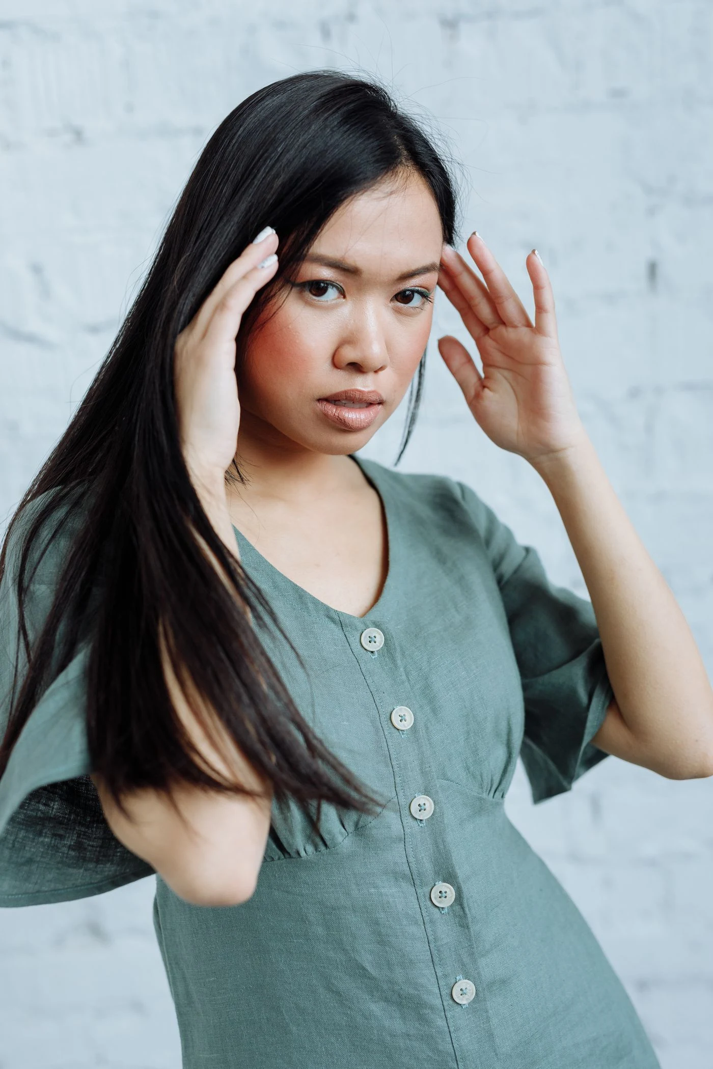 Iris knapkjole · salvie - Billede 2